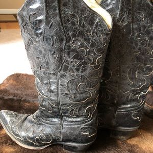 Black Sparkle Corral Boots sz 7.5